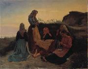 Girls gathered on Sladrebakken a summernight eve Michael Ancher